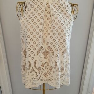 love, Fire White Lace Sleeveless Blouse